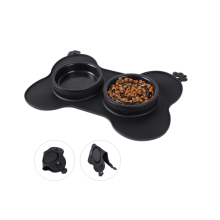 Yuming Factory Stainless Steel Water and Food Feeder with Non Spill Skid Resistant Silicone Mat for Pets raised cat bowl